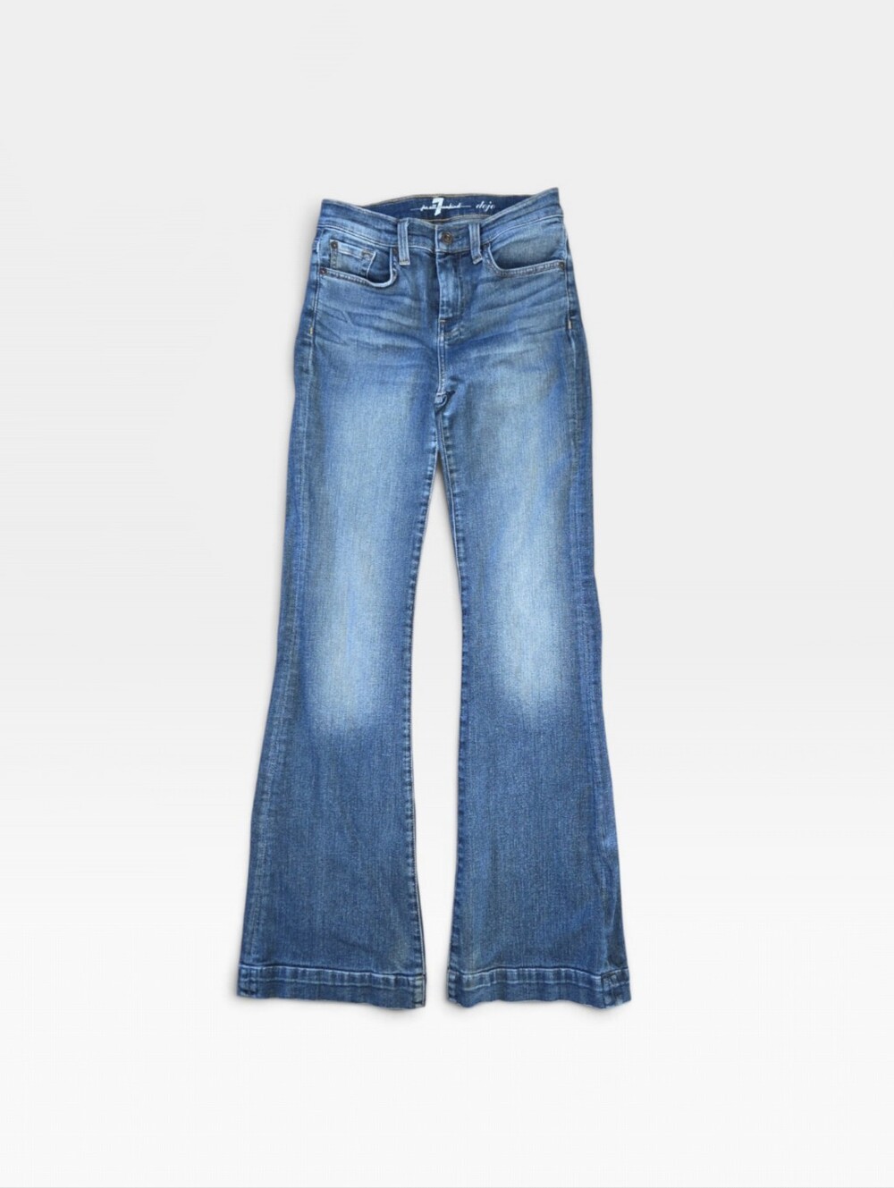 7 Seven For All Mankind Dojo Jeans 26 Flare Wide Leg 25.5x30.5 Med Wash Mexico